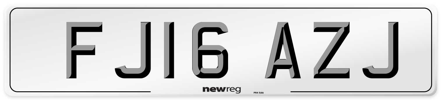FJ16 AZJ Number Plate from New Reg